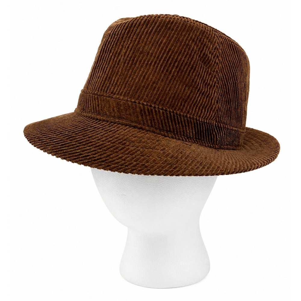 Vintage McGregor Headwear Men's Fedora Hat Small Brown Corduroy Cotton Lined